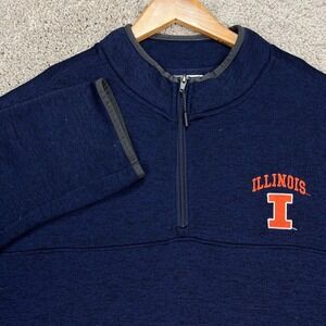 University of Illinois Champion Pullover Men 2XL Navy Blue 1/4 Zip NCAA LOGO EUC
